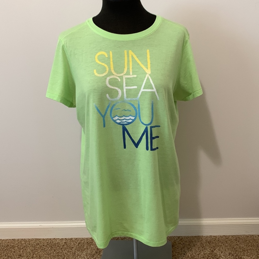 Life is Good Green Sun Sea You Me classic fit short sleeve T-shirt Size L
